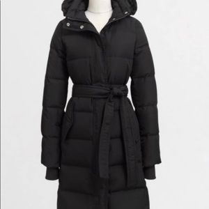 J Crew Black Puffer Jacket w/ Gold Hardware & Belt - Size XS